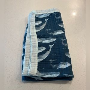Milkbarn Blue Whale Big Lovey Three-Layer Muslin Blanket